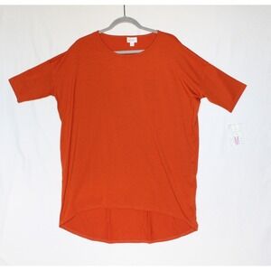 LuLaRoe Irma Tunic Top Women Medium Burnt Orange Bronze High Low Hem Oversized